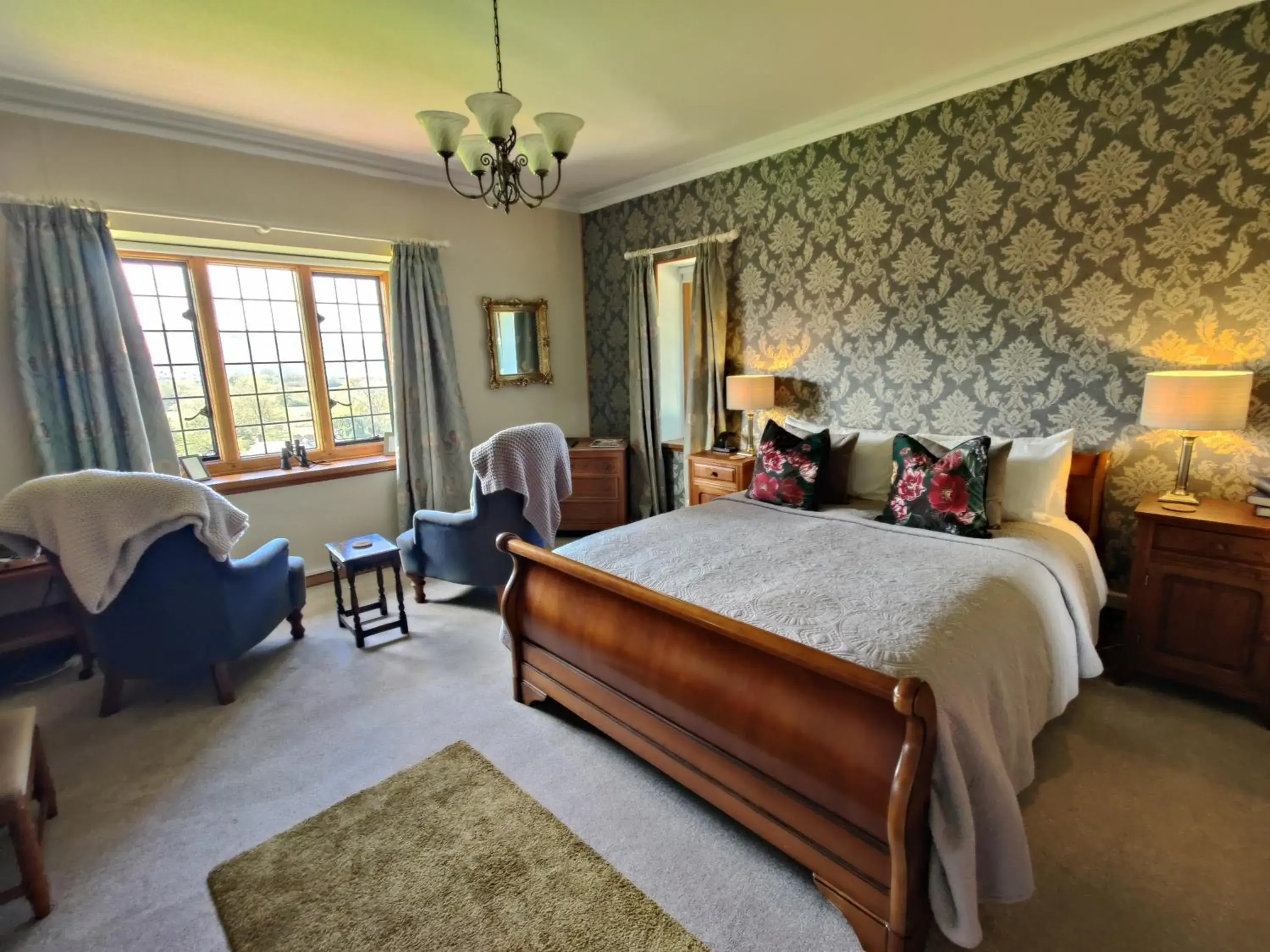 King Room with Sea View in Luxury Bed And Breakfast at Bossington Hall in Exmoor, Somerset King Room with Sea View in Luxury Bed And Breakfast at Bossington Hall in Exmoor, Somerset