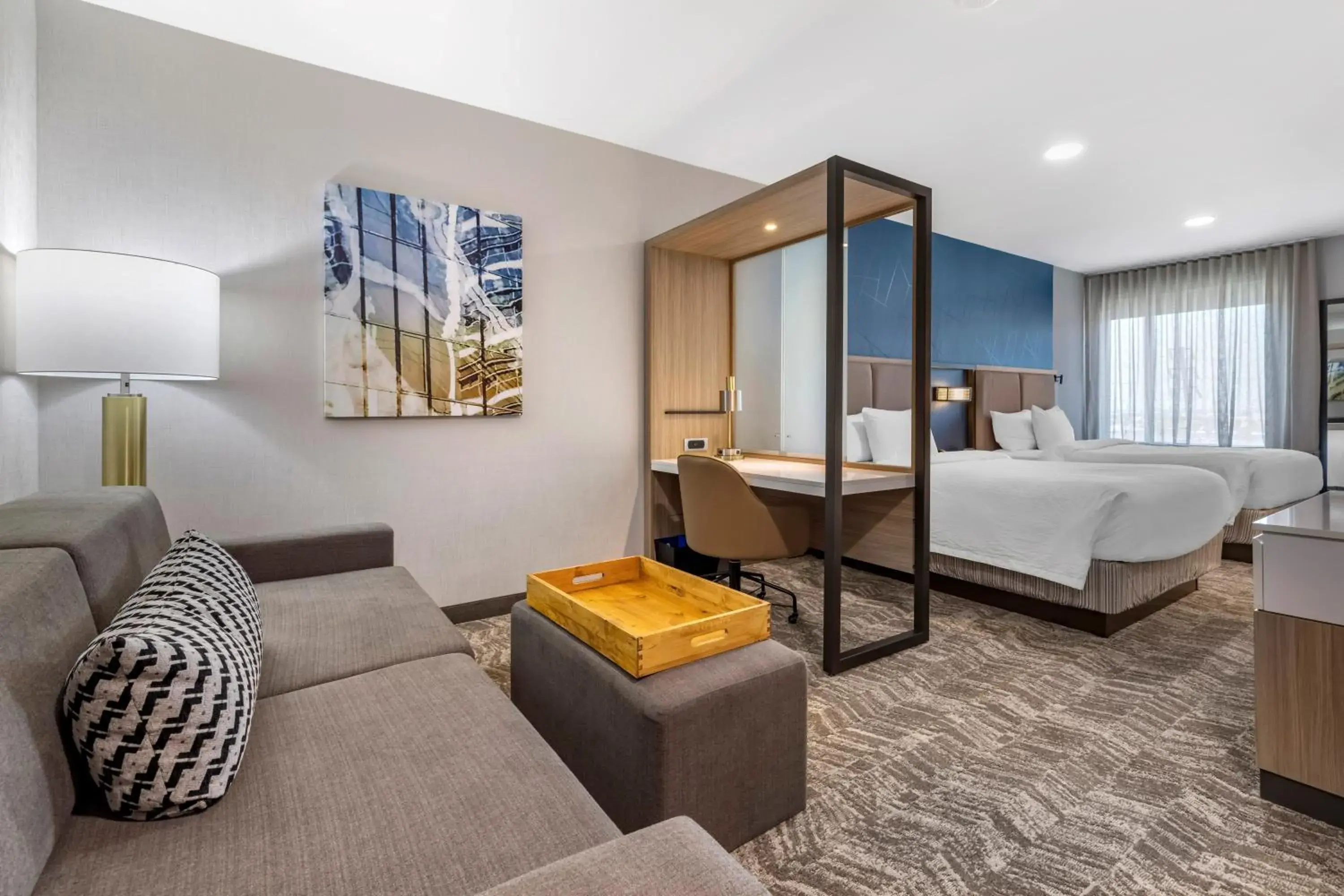 Suite with Two Queen Beds, Trundle Bed and Adapted Tub - Mobility Accessible in SpringHill Suites by Marriott Anaheim Placentia Fullerton Suite with Two Queen Beds, Trundle Bed and Adapted Tub - Mobility Accessible in SpringHill Suites by Marriott Anaheim Placentia Fullerton