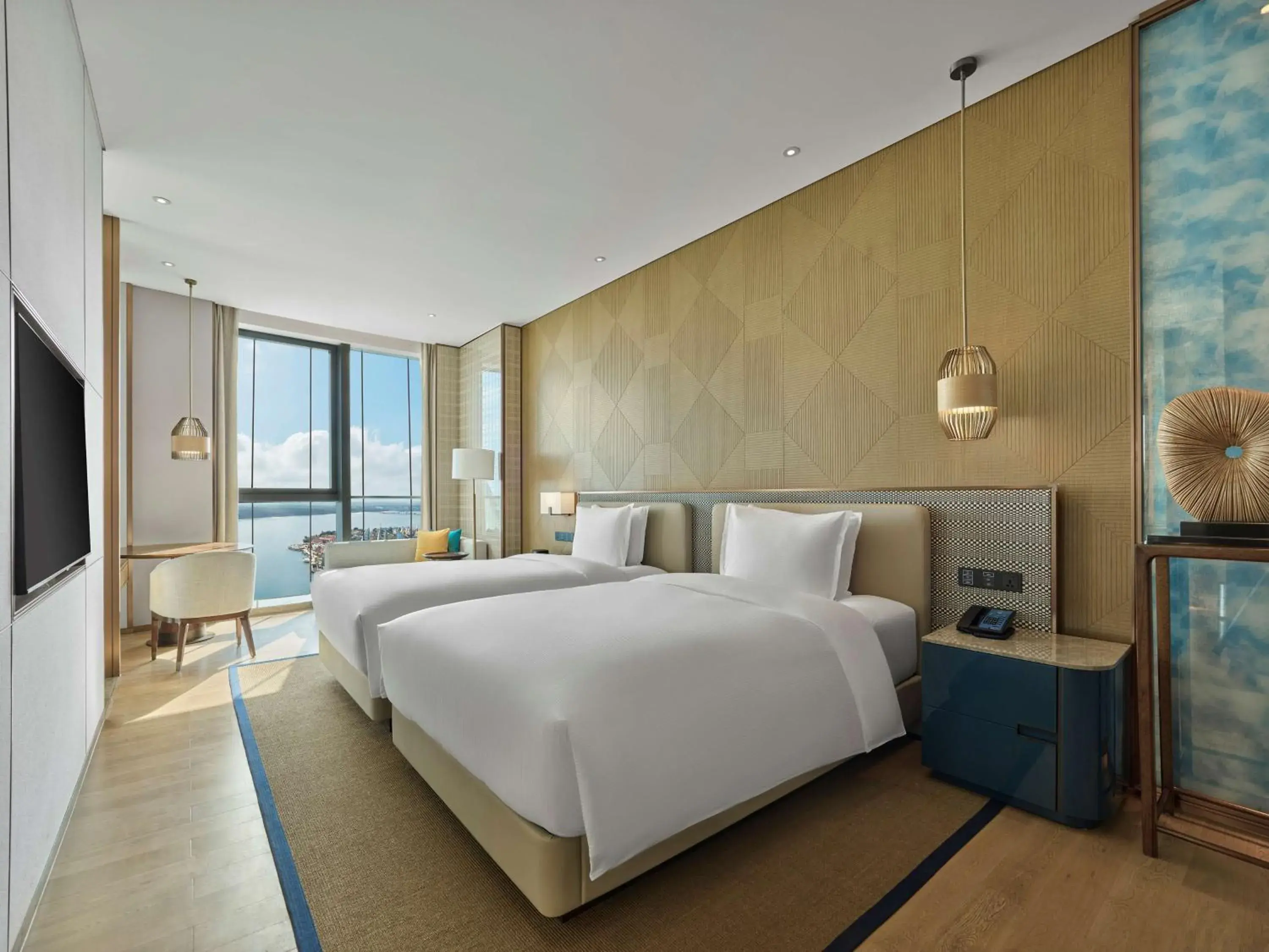 Premium Twin Room with Ocean View in Hilton Hainan Ocean Flower Island Premium Twin Room with Ocean View in Hilton Hainan Ocean Flower Island