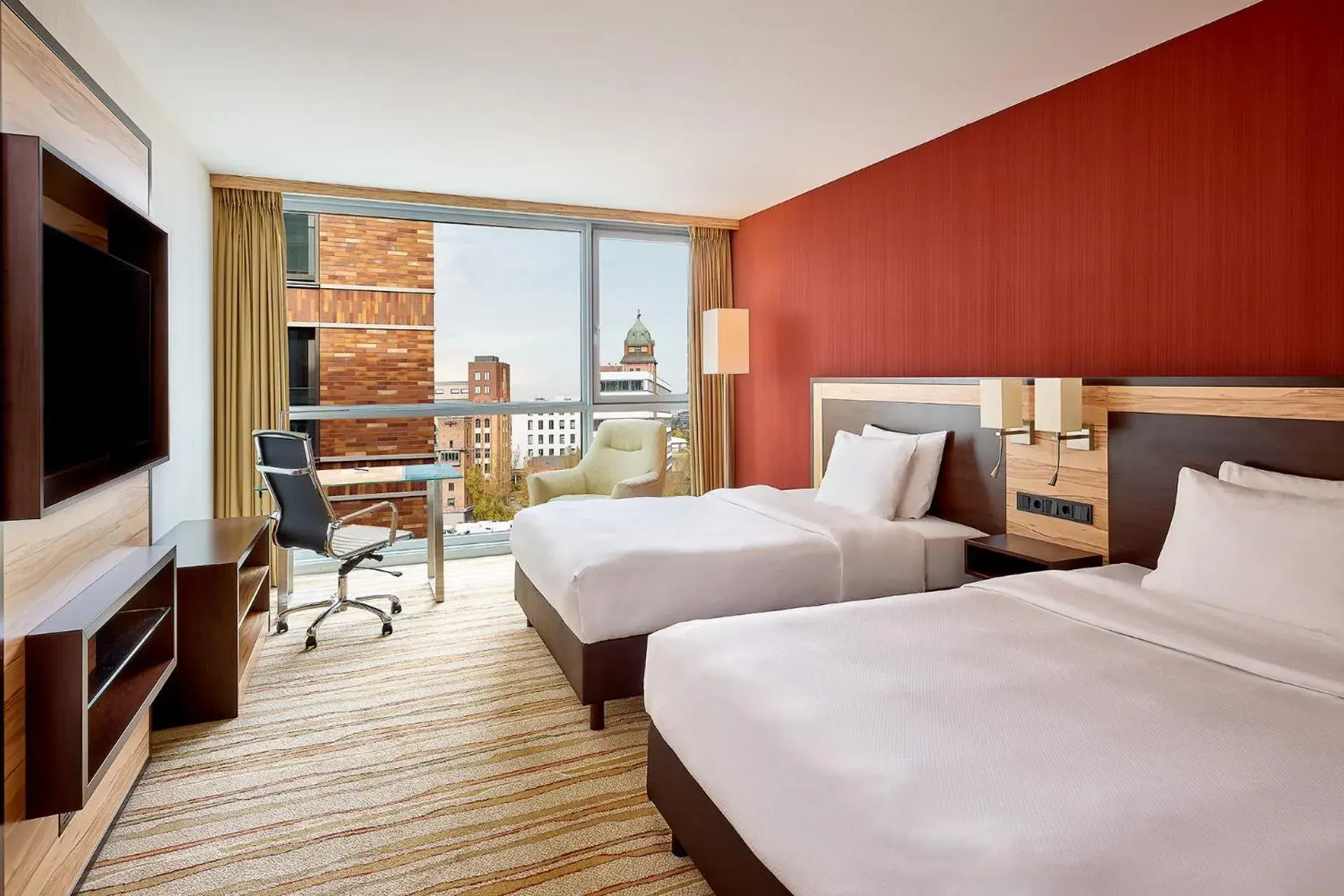 Standard guest room twin, Guest room, 2 Double in Courtyard by Marriott Duesseldorf Hafen Standard guest room twin, Guest room, 2 Double in Courtyard by Marriott Duesseldorf Hafen
