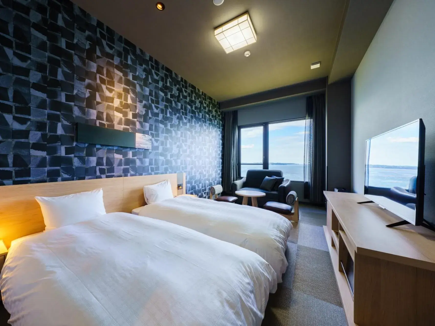Standard Twin Room with Sea View - single occupancy - Non-Smoking in Grandvrio Hotel Beppuwan Wakura - ROUTE INN HOTELS - Standard Twin Room with Sea View - single occupancy - Non-Smoking in Grandvrio Hotel Beppuwan Wakura - ROUTE INN HOTELS -