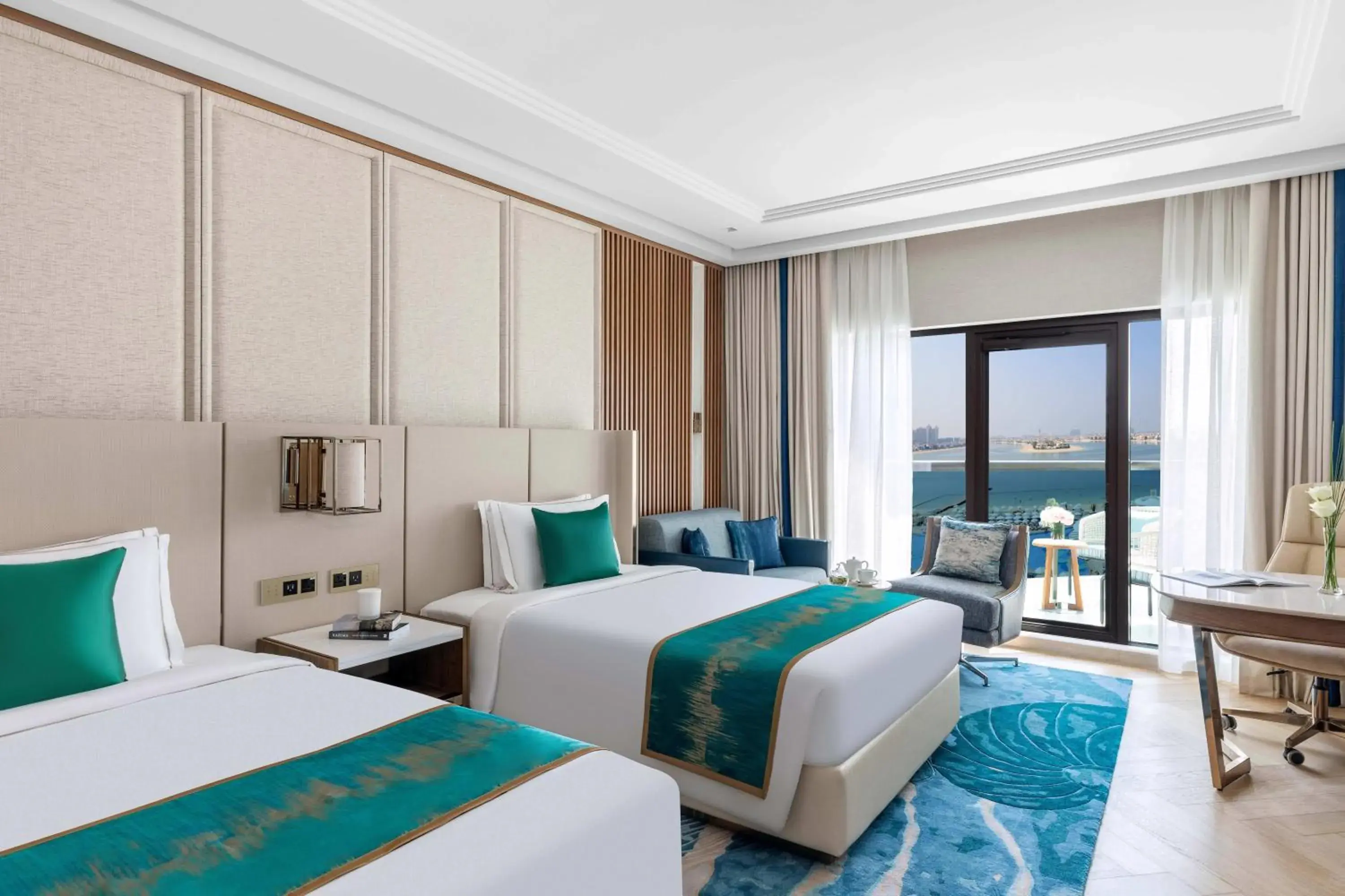 Luxury Palm Sea View Room Twin Bed in Taj Exotica Resort & Spa, The Palm, Dubai Luxury Palm Sea View Room Twin Bed in Taj Exotica Resort & Spa, The Palm, Dubai