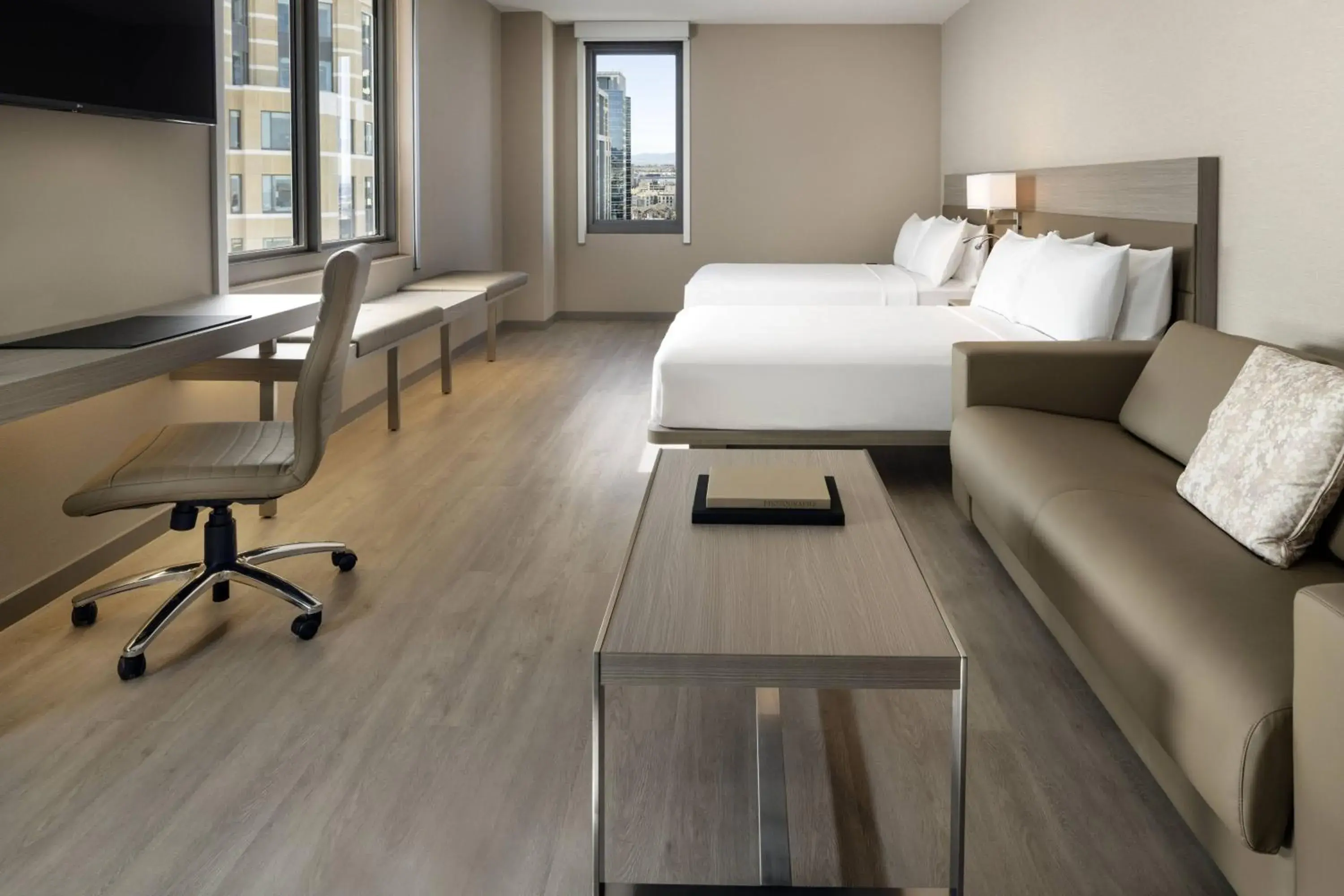 Double Room with Two Double Beds and Adapted Tub - Mobility Accessible in AC Hotel by Marriott Oakland Downtown Double Room with Two Double Beds and Adapted Tub - Mobility Accessible in AC Hotel by Marriott Oakland Downtown